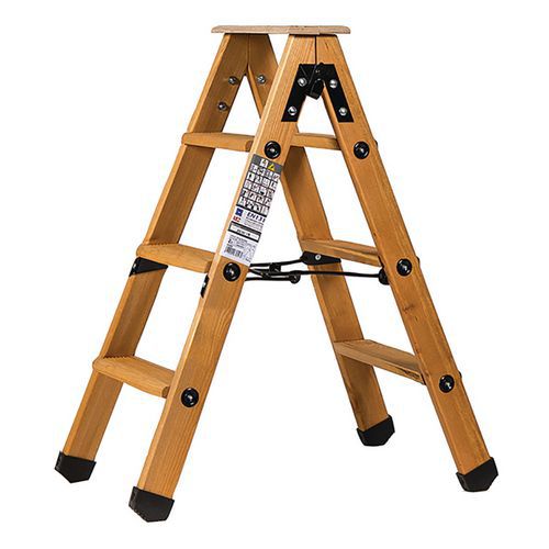 Escabeau Double Accès Bois 2x3 Marches + Tablette