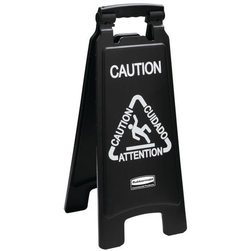 Rubbermaid - Panneau 2 côtés Attention Noir - Plastique 662x278mm - Signalétique de sécurité efficace