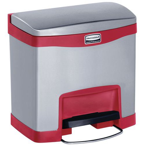 Collecteur Slim Jim Step On Front Step 15 L Inox Mat Rouge