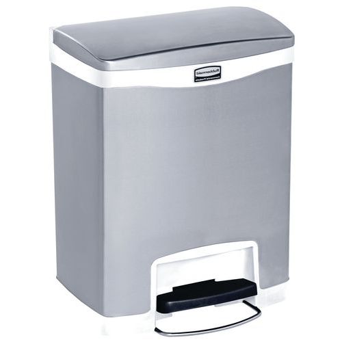 Collecteur Slim Jim Step On Front Step 30 L Inox Mat Blanc