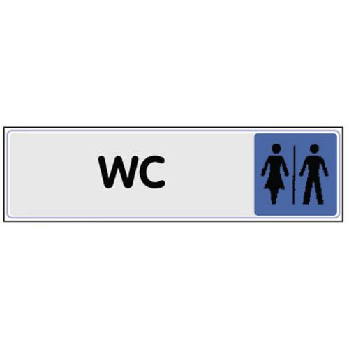 Plaque De Signalisation 170x40 Texte Wc Logo B Leu