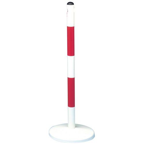 Potelet Métal Rouge/blanc Sur Socle Pour Passage 2 Chaînes
