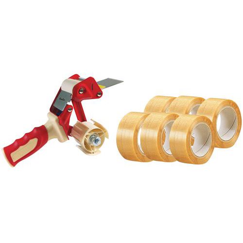 36 Adhésifs Pvc 50 Mm Transparent + Dévidoir