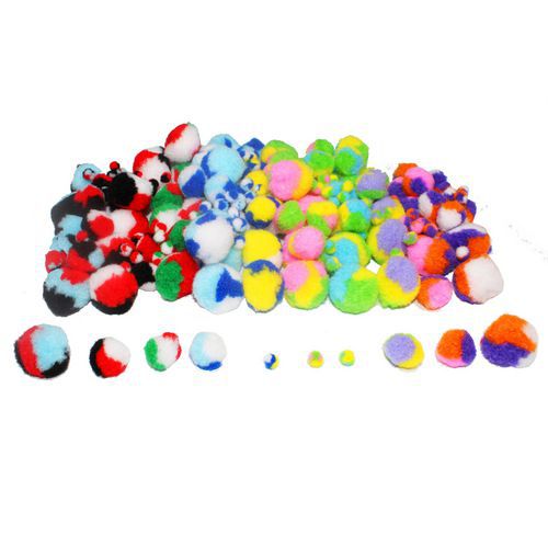 Sachet de 200 pompons tricolores ø 1 à 3,5 cm thumbnail image 1