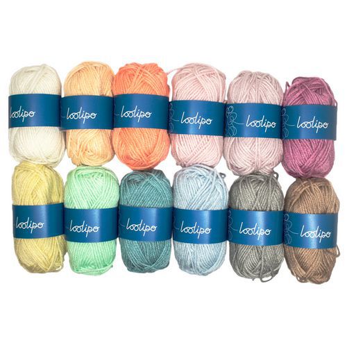Lot 12 pelotes de laine 55m couleurs pastels thumbnail image 1