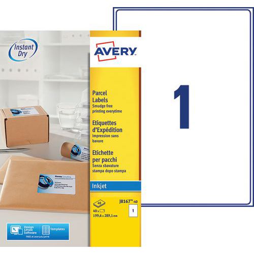 Lot De 40 Ã‰tiquettes D'expédition Jet D'encre Blanc 1996 X 2891mm