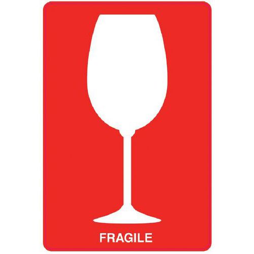 Rouleau Ã‰tiquette Fond Rouge 112x75mm fragile