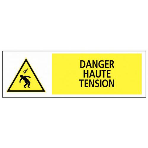 Panneau Rectangle Danger Haute Tension Rigide - 450x150mm
