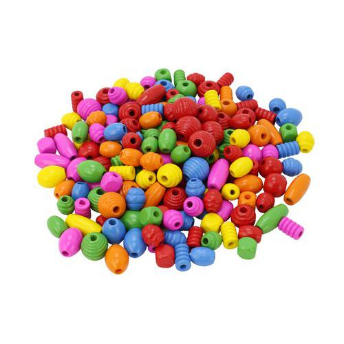 Sachet de 500g de perles bois colorées, formes assorties thumbnail image 1