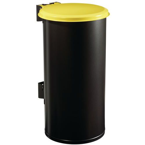Poubelle D'extérieur 80 L Murale Tubo Jaune Colza - Ral 1021 Gris Mang.