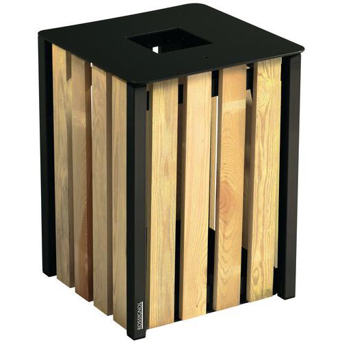 Corbeille D'extérieur 50 L Carrée Eden Bois Gris Manganèse