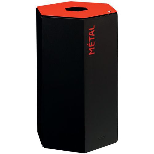 Corbeille 50 L Hexatri Avec Serrure Gris Manganèse / Rouge