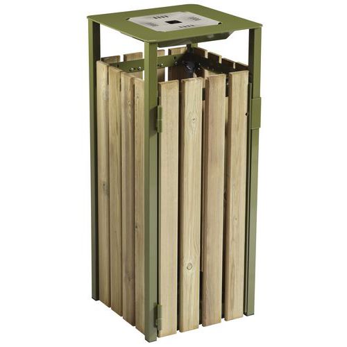 Corbeille D'extérieur 110 L Eden + Cendrier 15 L Bois Vert Olive