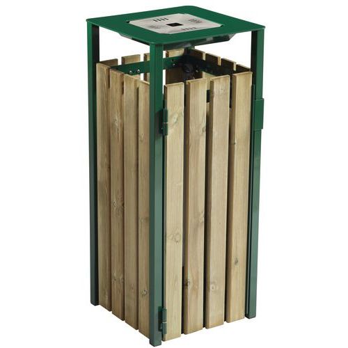 Corbeille D'extérieur 110 L Eden + Cendrier 15 L Bois Vert Mousse