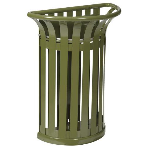 Corbeille 35 L Tulipe Fixation Sur Poteau Vert Olive