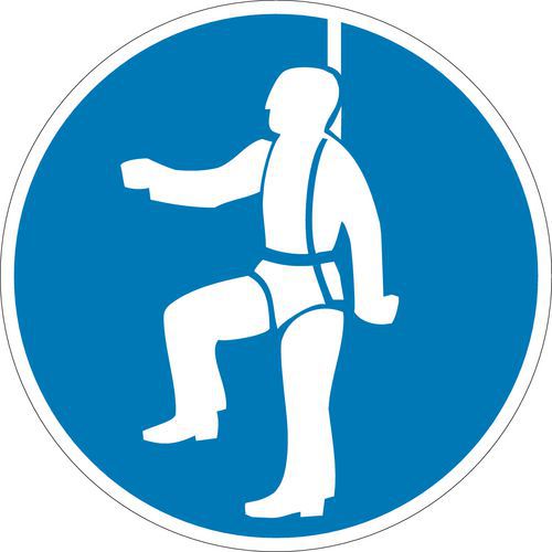 Brady - Panneau d'obligation rigide Aluminium - Rond 20 cm - Harnais de sécurité obligatoire