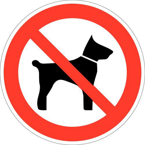 Brady - Panneau Interdit Chiens Rond Polyester 10cm - Norme ISO 7010 - Signalisation Claire