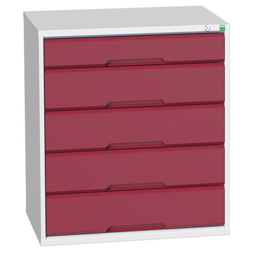 Armoire à tiroirs Verso - 5 tiroirs, 900x800mm - Bott RAL 3004 Rouge