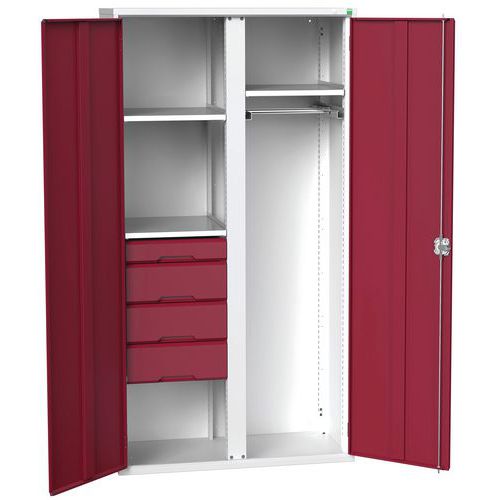 Armoire EPI Verso - Gris/Rouge - 3 Tablettes 4 Tiroirs - 143.73 kg - Bott