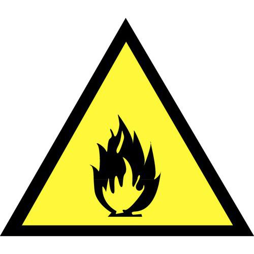 Panneau de danger - Danger matières inflammables - Adhésif Panneau de danger - Danger matières inflammables - Adhésif