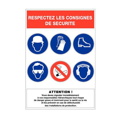 Novap - Panneau Signalétique Rigide Respectez Consigne - 460x320mm - Indication Sécurité