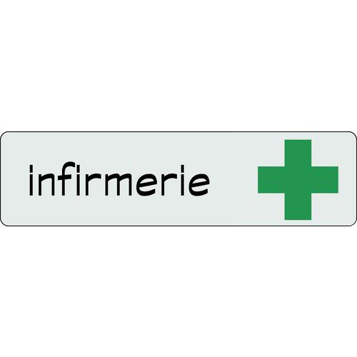 Plaque Signalisation Infirmerie Aluminium Gris Adhésive 17x4.7cm