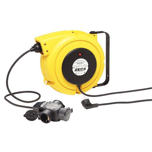 Zeca - Enrouleur Électrique 15m - 3 Prises Schuko - Câble 1.5mm² - 400V - Robuste et Durable