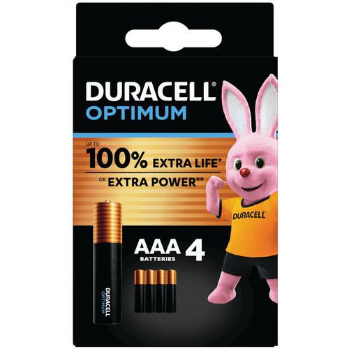 Duracell 4 Pile Alcaline Optimum Aaa - 4 Unités - Duracell