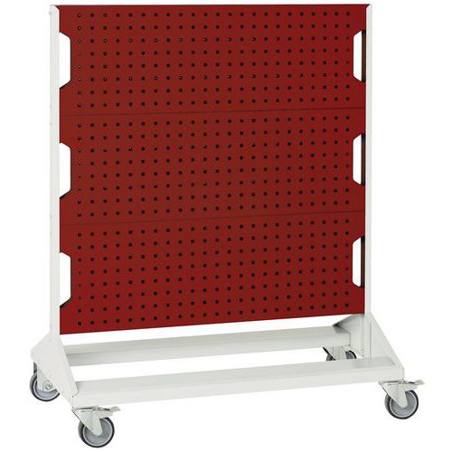 Bott - Rack d'atelier mobile double face gris clair/rouge - 6 panneaux - 1000x1250 mm - Idéal rangement atelier