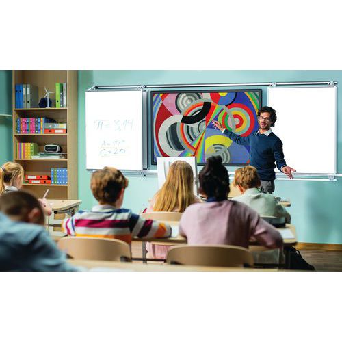 Coulissant 2 Panneaux Fixes 120x100 2panneaux Mobiles 120x100 Ã‰mail Blanc Feutre