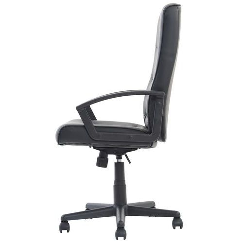 Siège de bureau Severn - Cuir Noir - Dossier Haut - Ergonomique 8h - Réglable