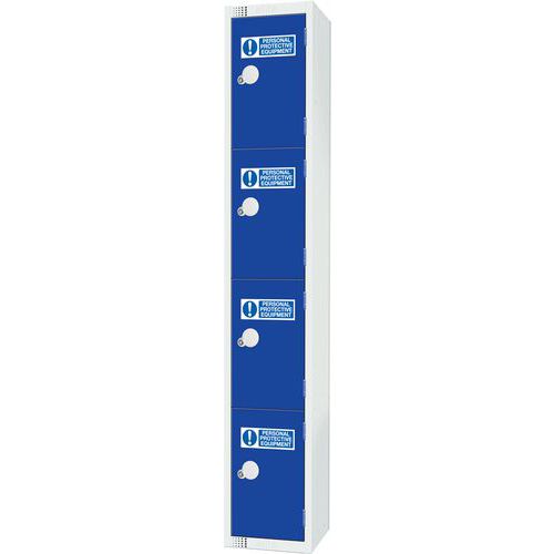 Elite Guard - Casier EPI 4 niveaux - Acier Gris/Bleu - 1800x300x300mm - Serrure à clé, Antibactérien, Livré monté