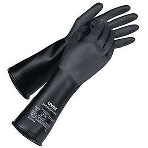 Uvex - Gants de protection chimique Profabutyl B-05 R - Taille 9 - Butyle Noir - Lot de 10 paires - Normes EN 1635, EN 388, EN 374-1