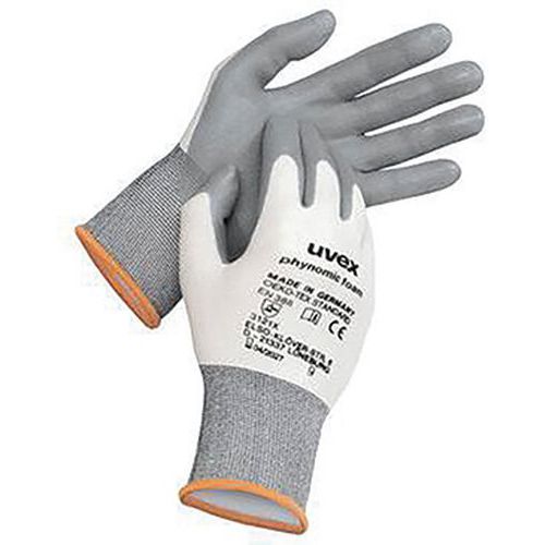 Uvex - Gants de précision Phynomic Foam - Taille 7 - Paume enduite polymère - Éco-responsable Oeko-Tex - Lot de 10