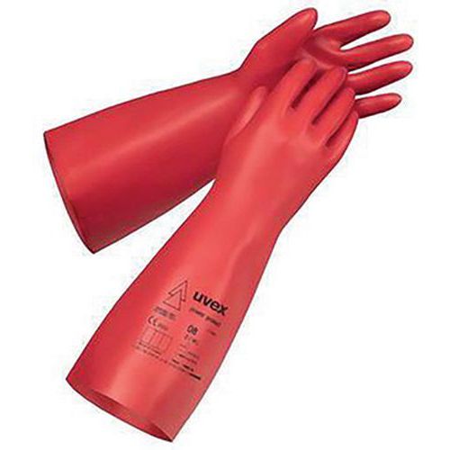 Uvex - Gants électricien Power Protect V1000 - Taille 11 - Classe 0 (1000V) - Latex - Rouge - Norme EN 60903