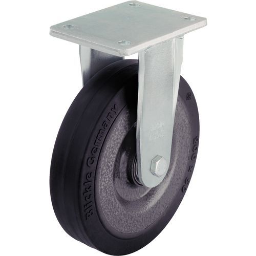 Roulette Fixe D=100mm F=180kg Corps Acier Bdg Caoutchouc