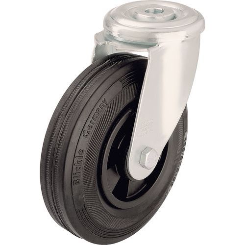 Roul Piv A Oeil D=100mm F=70kg Bge Caoutch Ss Fr Moyeu Lisse