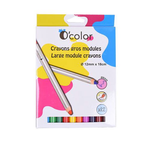 Boîte 12 crayons couleur effaçables gros module 3 en 1 thumbnail image 1