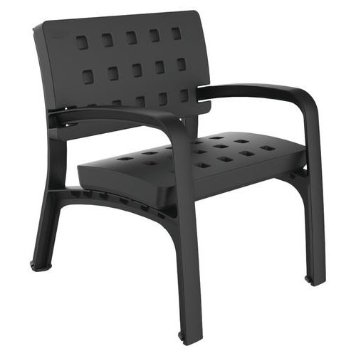 Fauteuil Horizon Polyéthylène Gris - Mobilier d'extérieur Durable et Moderne - Assise Confortable 73x59.6cm
