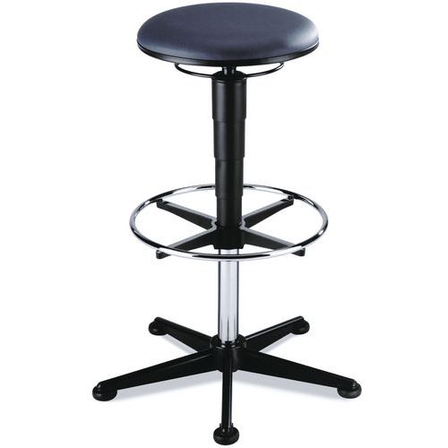 Tabouret D'atelier Piétement Acier Sur Patins