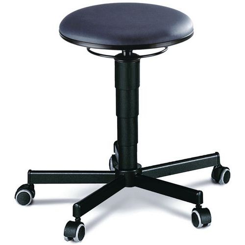 Tabouret D'atelier Piétement Acier Sur Roulettes