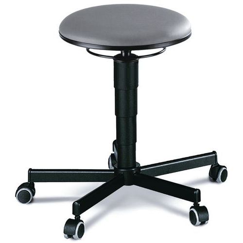 Tabouret D'atelier Piétement Acier Sur Roulettes