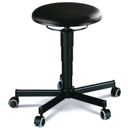 Tabouret D'atelier Piétement Acier Sur Roulettes