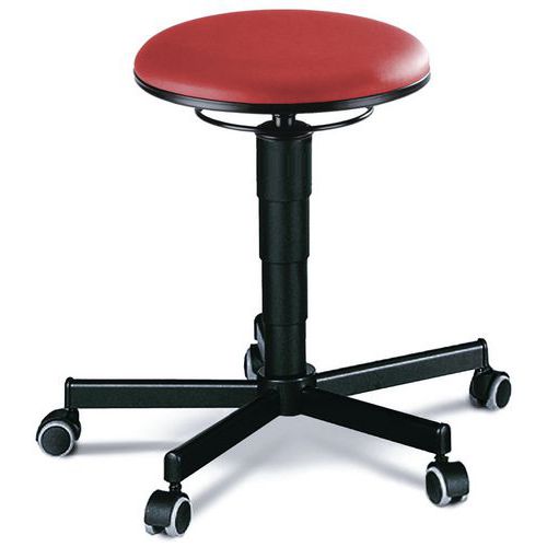 Tabouret D'atelier Piétement Acier Sur Roulettes