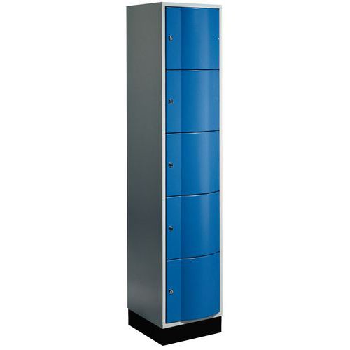 Vestiaire 5 cases porte antivandalisme - 1 colonne largeur 400 mm - Sur socle Vestiaire 5 cases porte antivandalisme - 1 colonne largeur 400 mm - Sur socle