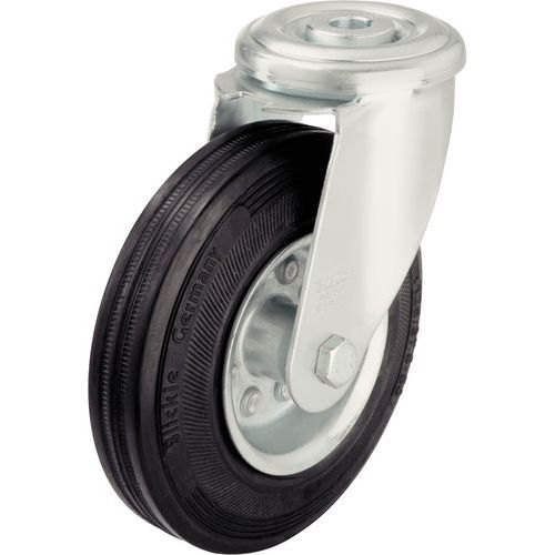 Roul Piv A Oeil D=80mm F=50kg Bdge Caoutch Ss Fr Moyeu Roul.