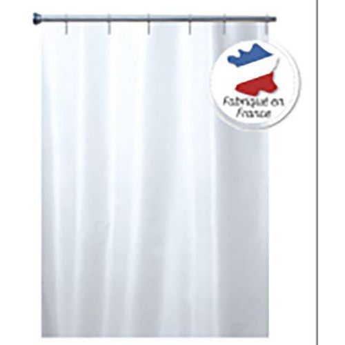 Arvix - Rideau de douche polyester uni blanc avec anneaux - Équipement salle de bain