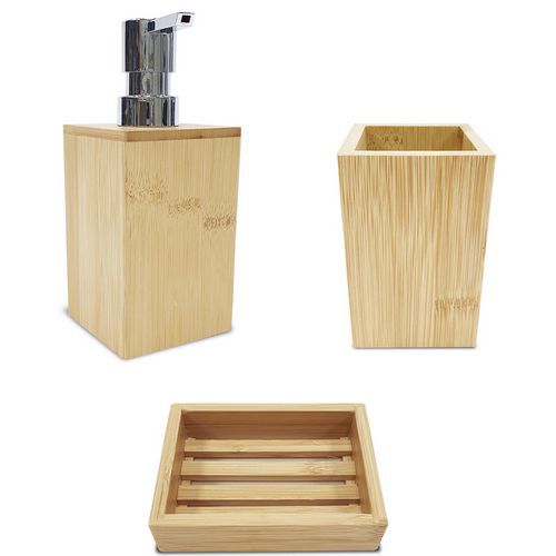 Arvix - Set à poser 3 pièces Bambou - Salle de bain - Équipement sanitaire