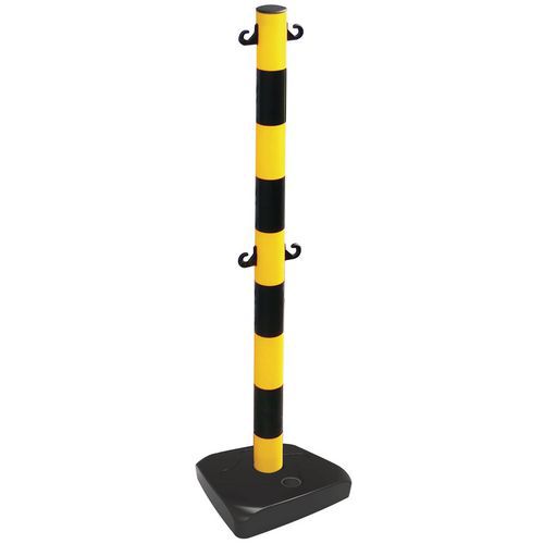 Poteau à Double Chaîne Noir / Jaune Sur Socle