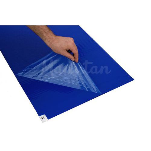Tapis adhésif hygiénique antibactérien - 115 x 60 cm - Bleu - Usage intensif - 60 feuillets